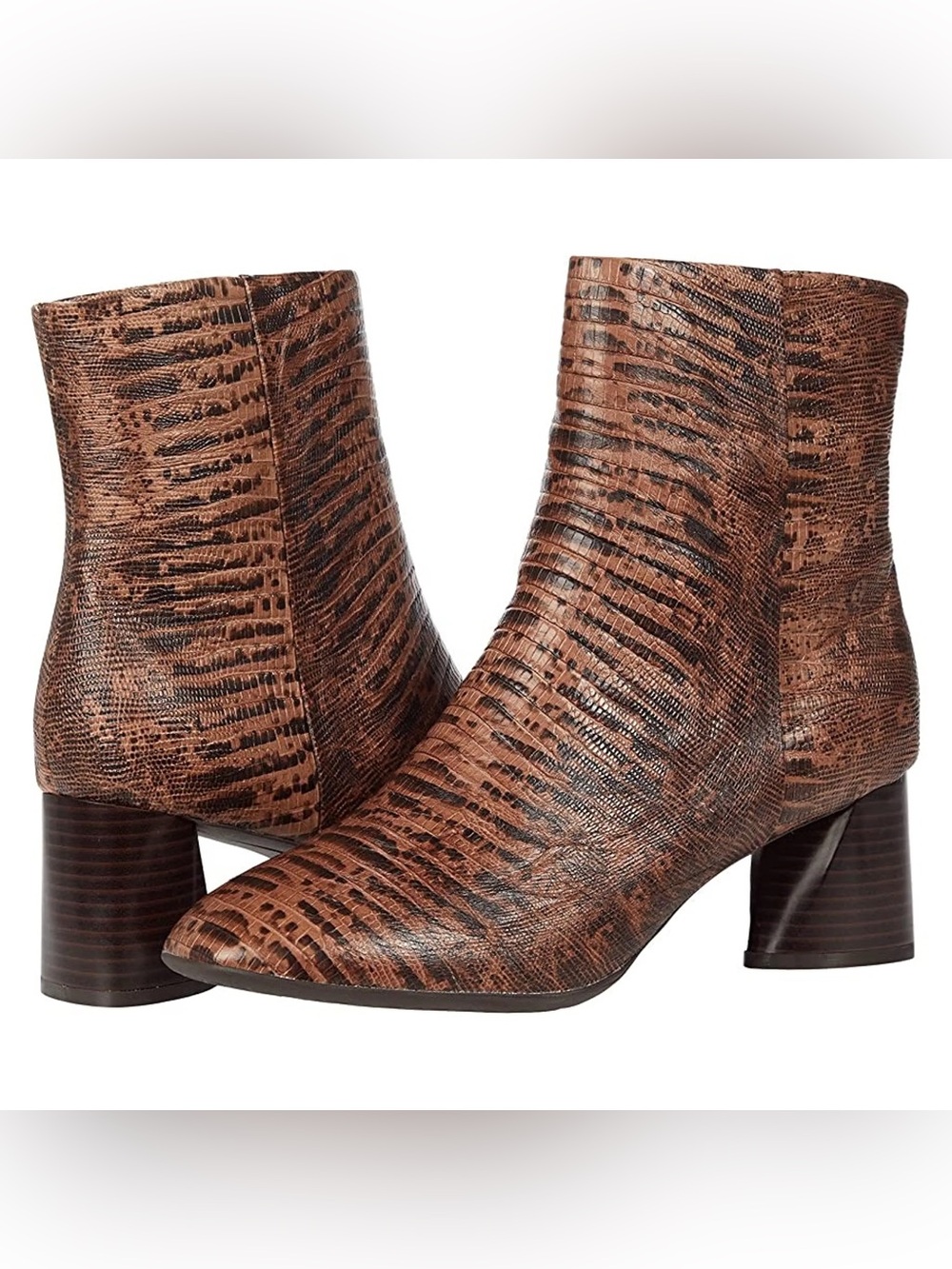 AEROSOLES Brown Textured Ankle Booties with Block Heel